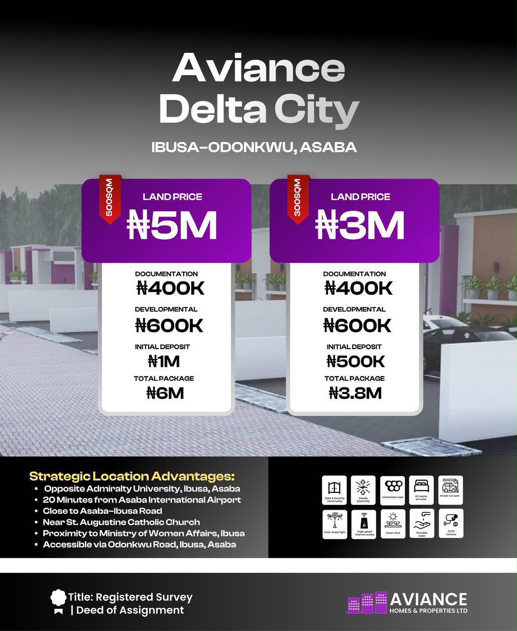 Premium land at Aviance parkland