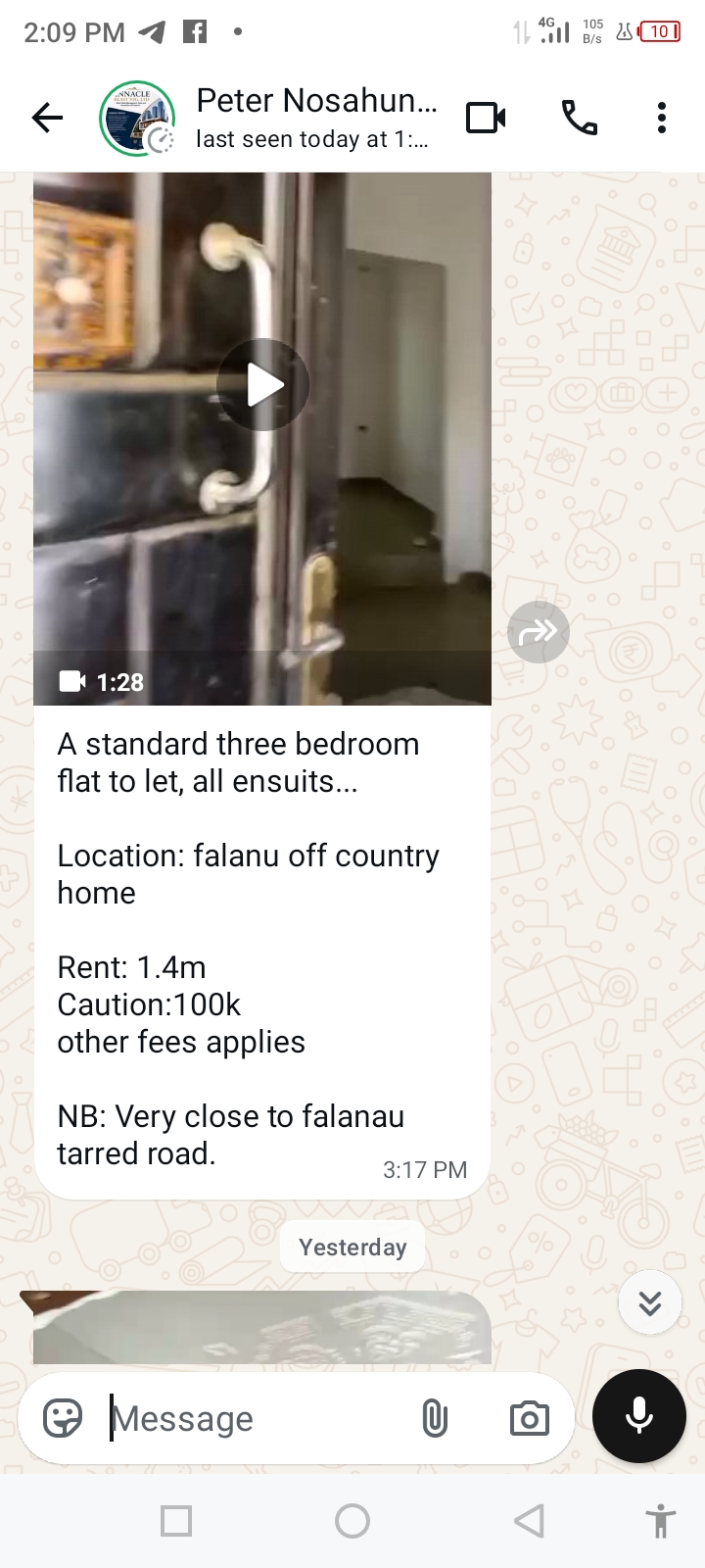 A standard three bedroom flat to let, all ensuits