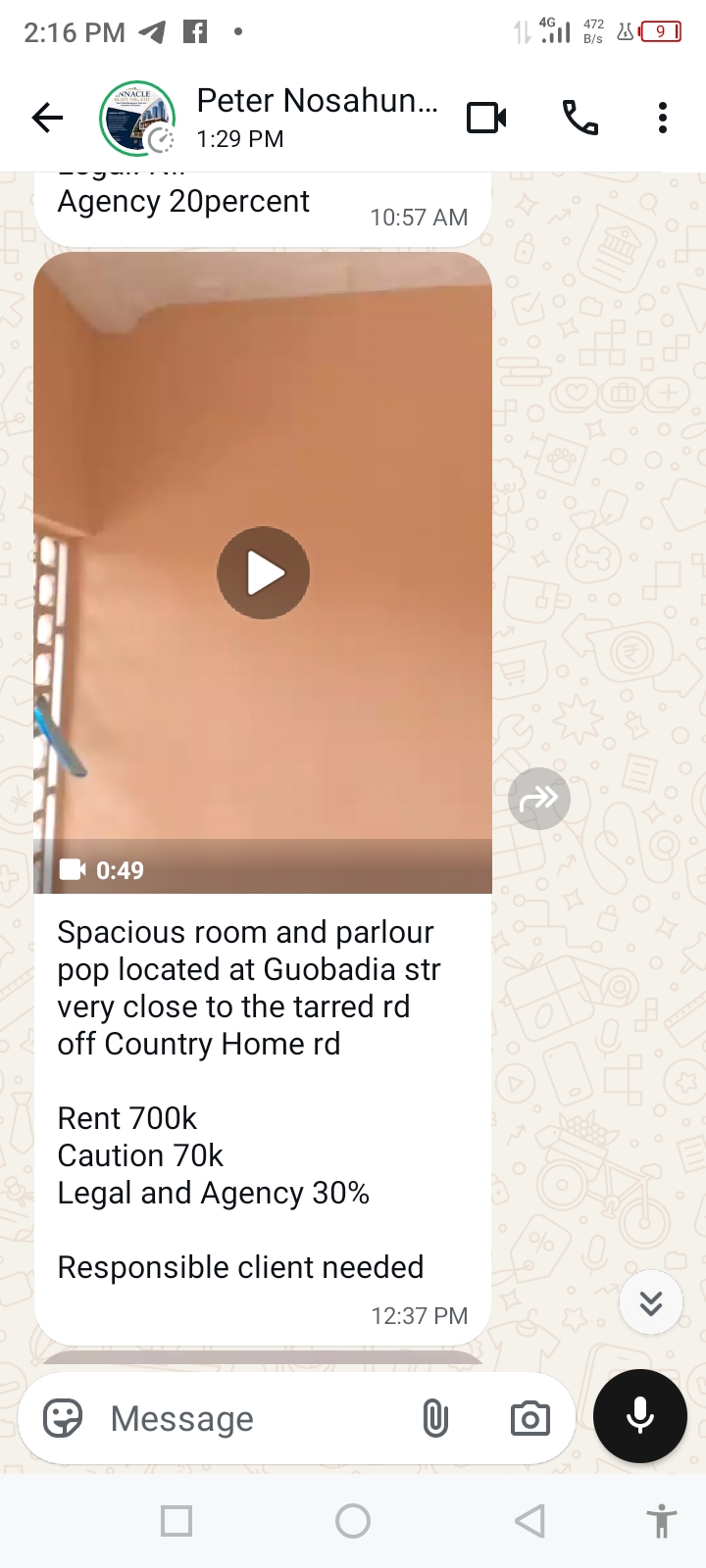 Spacious room and parlour pop located at Guobadia str very close to the tarred rd off Country Home rd